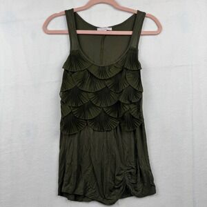 Romeo & Juliet Couture Olive Green Ruffle Sleeveless Tank Top Women's Medium USA